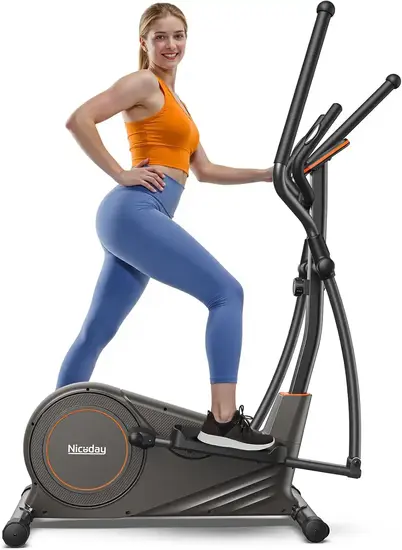 A modern home gym with a Niceday elliptical machine