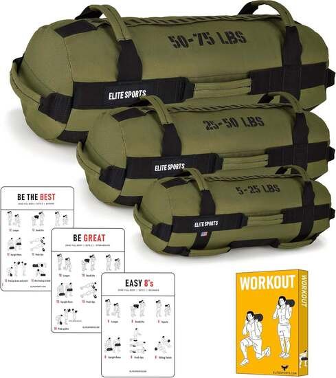 Elite Sports Workout Sandbag for Versatile, Intensive Core Muscles Fitness, Strength Training with Strategic Handle Placement