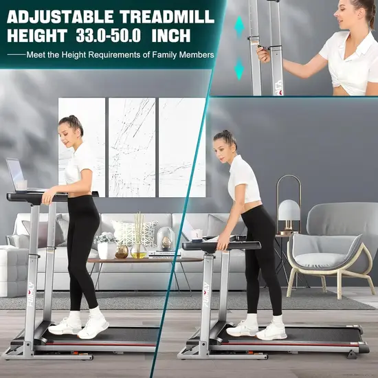 Treadmill with Desk Workstation & Adjustable Height