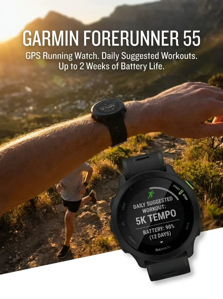 Garmin Forerunner 55 Review: Features & Performance Guide 2 Garmin Forerunner 55, GPS Running Watch with Daily Suggested Workouts, Up to 2 Weeks of Battery Life,