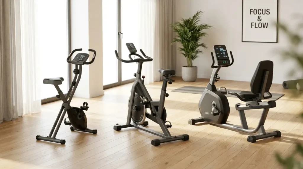 The best exercise bikes under $500 in a modern home gym with bright lighting and a minimalist interior.