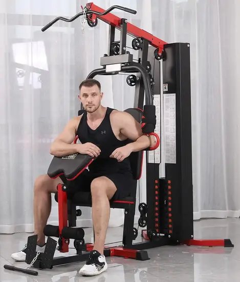 Fitvids Multifunctional Home Gym System Workout Station with Leg Extension and Preacher Curl