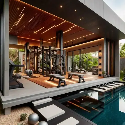 Outdoor Gym Ideas for Backyards: 15 Stylish & Practical Setups 15 Backyard functional gym with artificial turf training area and fitness equipment