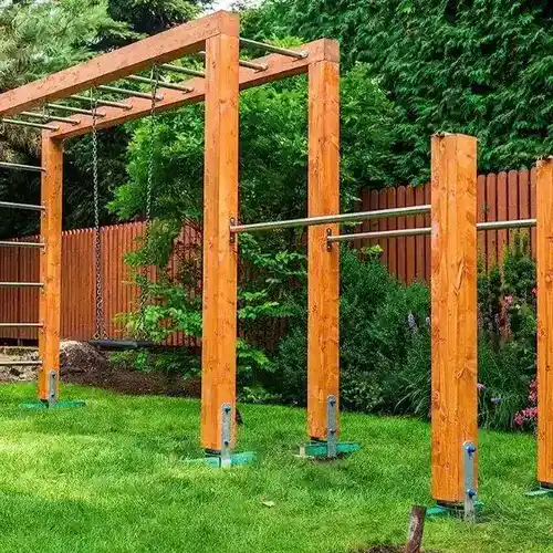 Outdoor Gym Ideas for Backyards: 15 Stylish & Practical Setups 10 Luxury backyard outdoor yoga deck surrounded by garden landscaping