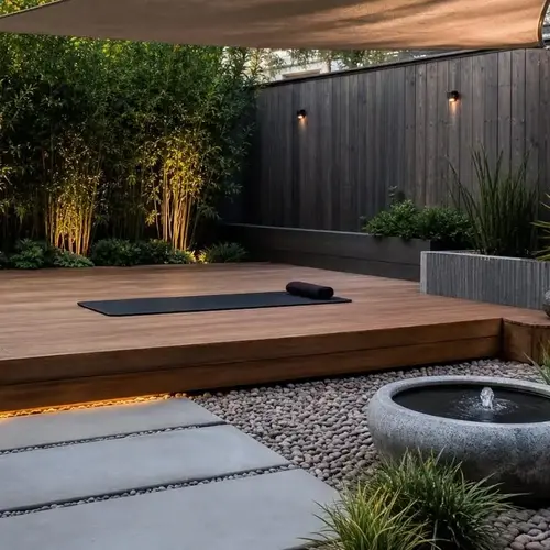 Outdoor Gym Ideas for Backyards: 15 Stylish & Practical Setups 12 Backyard home gym with power rack, barbell, bench, and weight plates