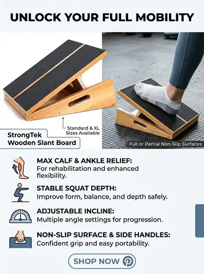 StrongTek Wooden Slant Board Adjustable Incline & Non-Slip