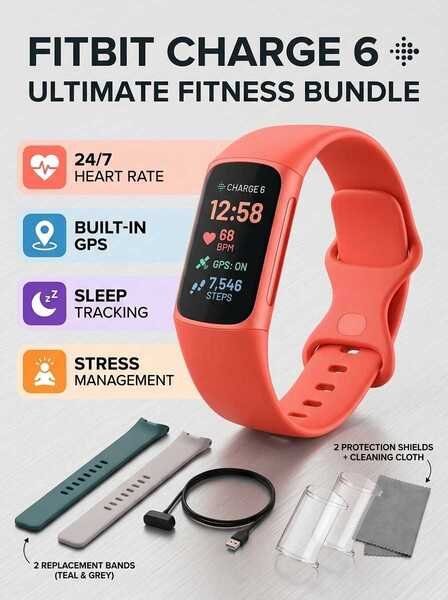 Fitbit Charge 6 Fitness Tracker (Bundle)