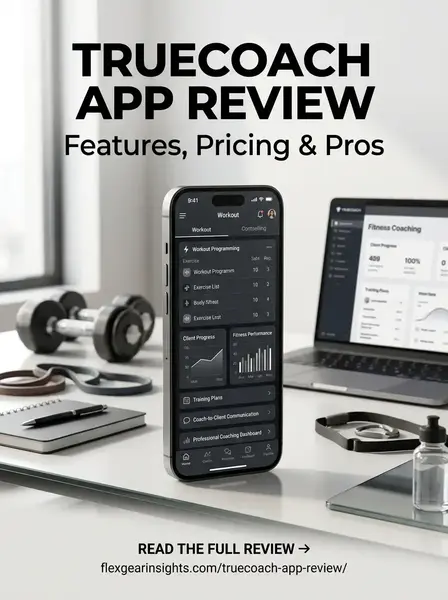 TrueCoach app review showing a fitness coaching dashboard with workout plans and client progress tracking