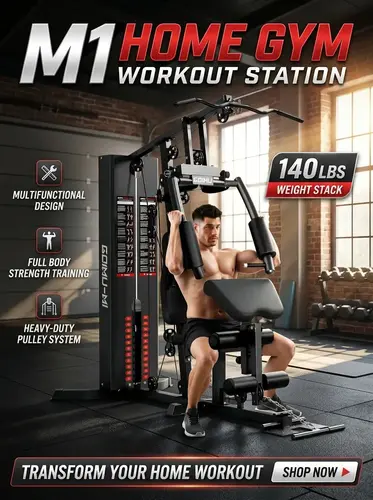 Multifunctional Home Gym Equipment with Pulley System for Full Body Strength Training